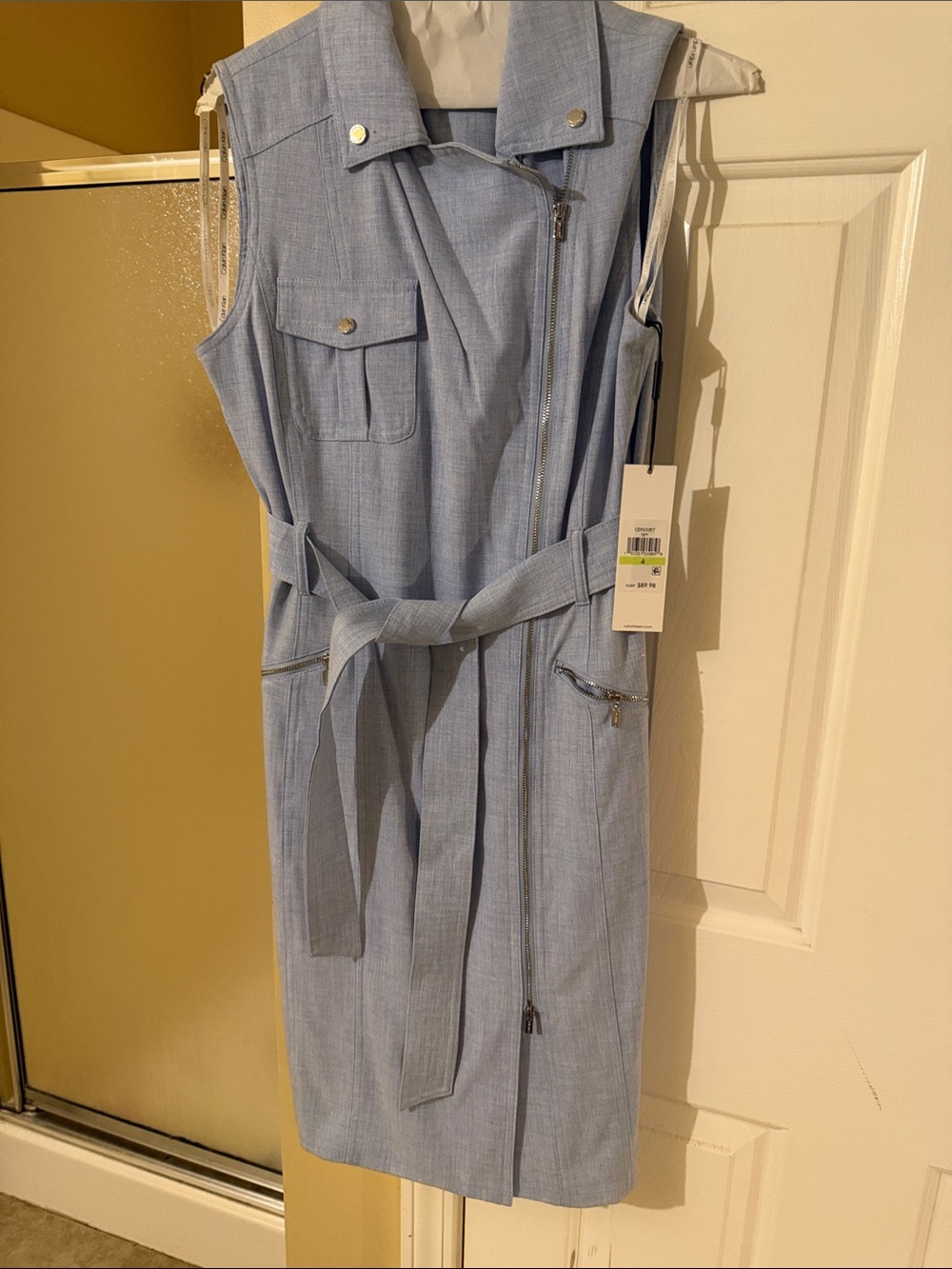 Sleeveless Tie-Waist Jumpsuit Dress - Light Blue - Picture 2 of 6